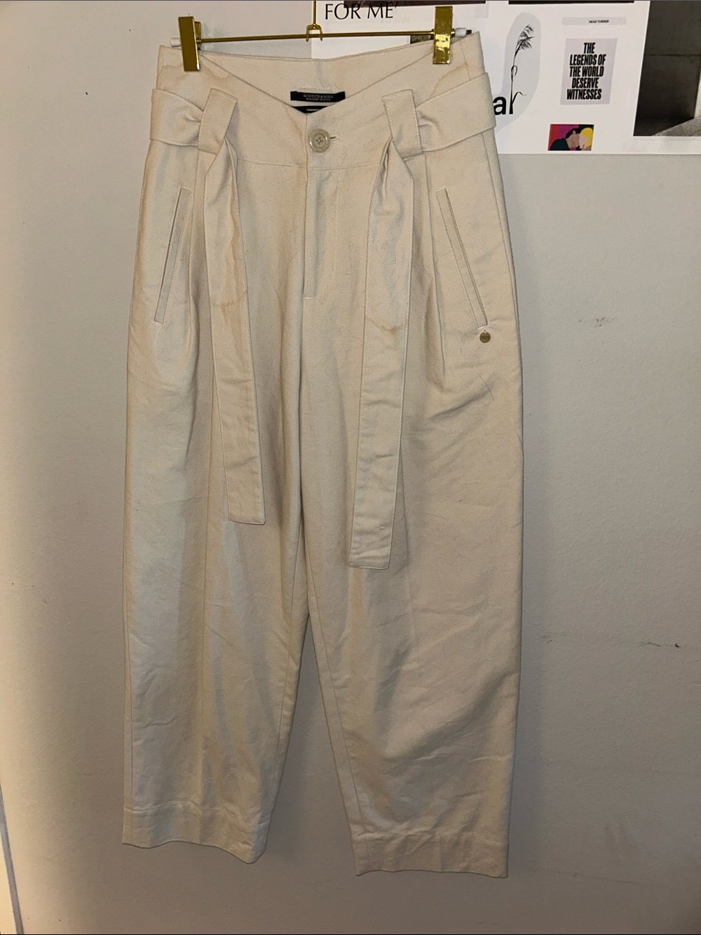 Scotch & Soda Cream High-Waist Paperbag Chinos